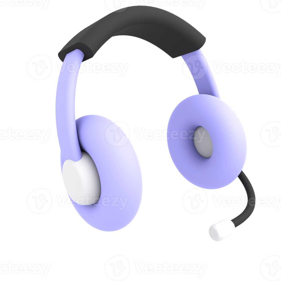 3d cute headphone illustration ecommerce icon png