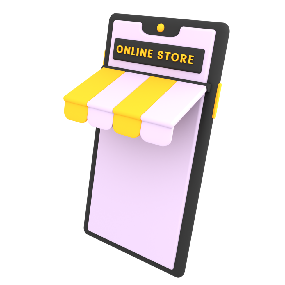 Illustrazione di e-commerce dell'icona del negozio di shopping online semplice 3d png