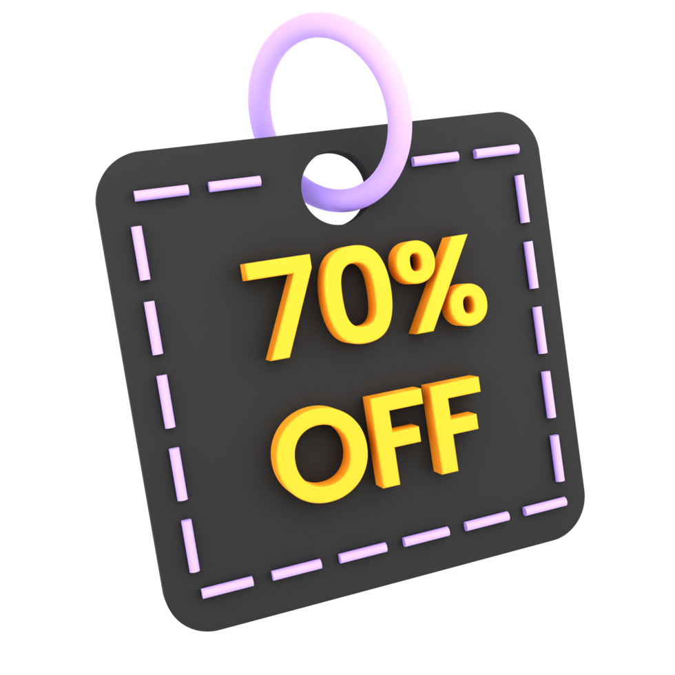 3d discount 70 80 90 off sale tag icon ecommerce illustration png