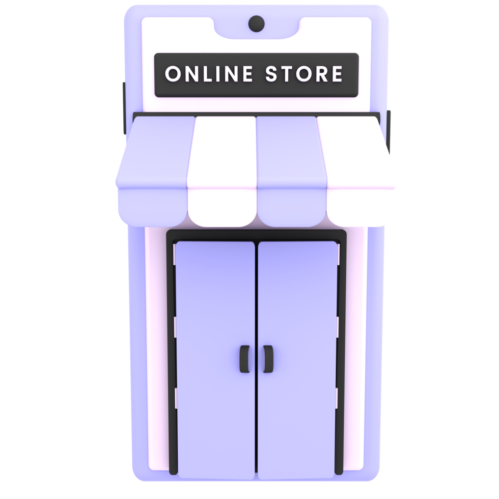 3d online shopping store with mobile icon ecommerce illustration png