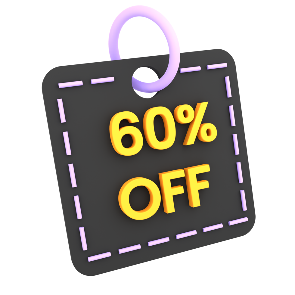 3d discount 40 50 60 off sale tag icon ecommerce illustration png