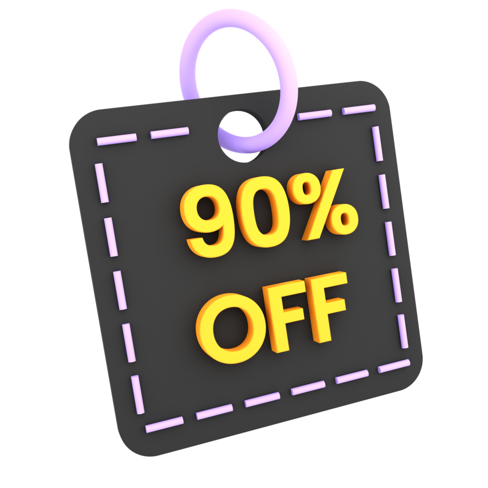 3d discount 70 80 90 off sale tag icon ecommerce illustration png