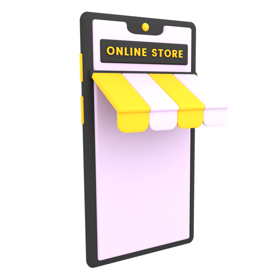 3d einfache Online-Shopping-Shop-Symbol E-Commerce-Illustration png