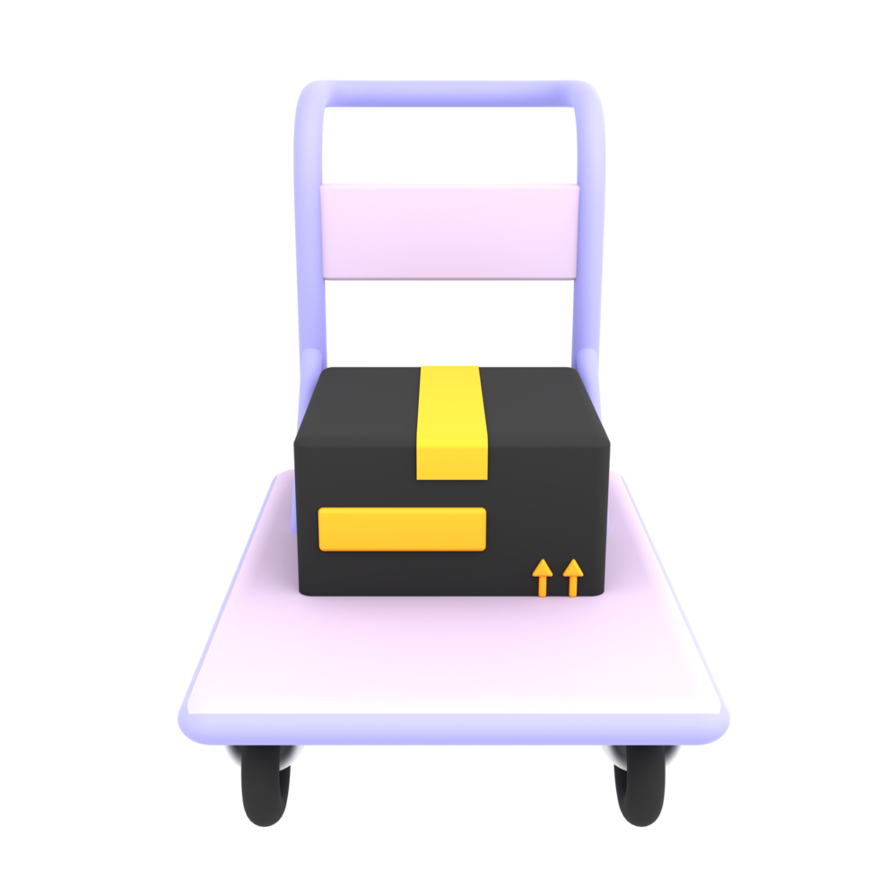 3D-kar trolley met twee kartonnen dozen pictogram e-commerce illustratie png