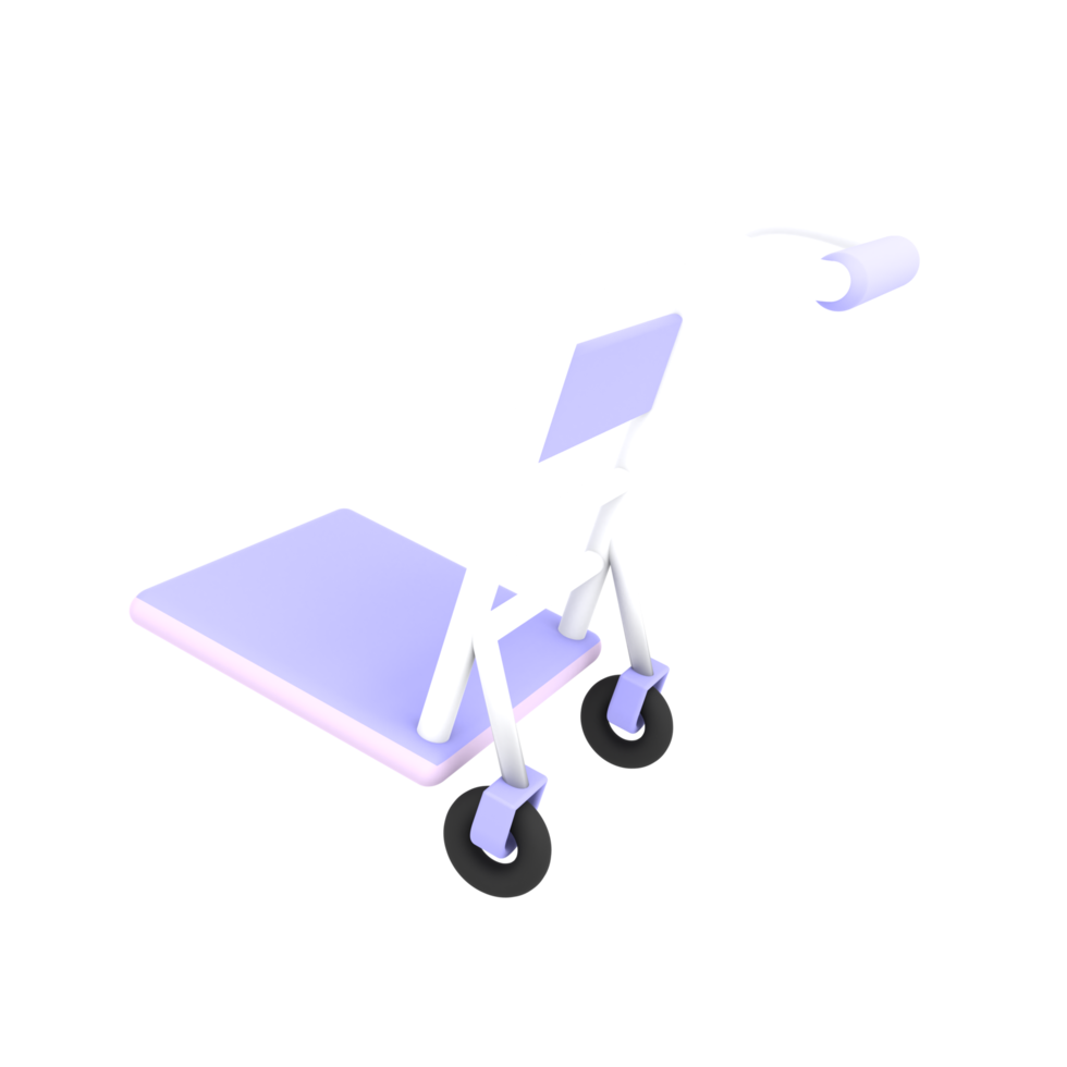 3d white empty delivery trolley shipping icon ecommerce illustration png
