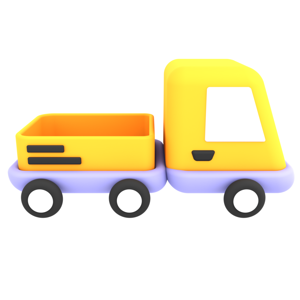 Ilustración de comercio electrónico de icono de envío de coche de entrega vacío amarillo 3d png