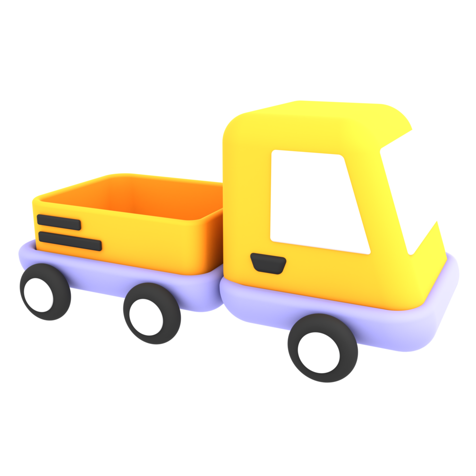 3D gul tom leverans bil frakt ikon e-handel illustration png
