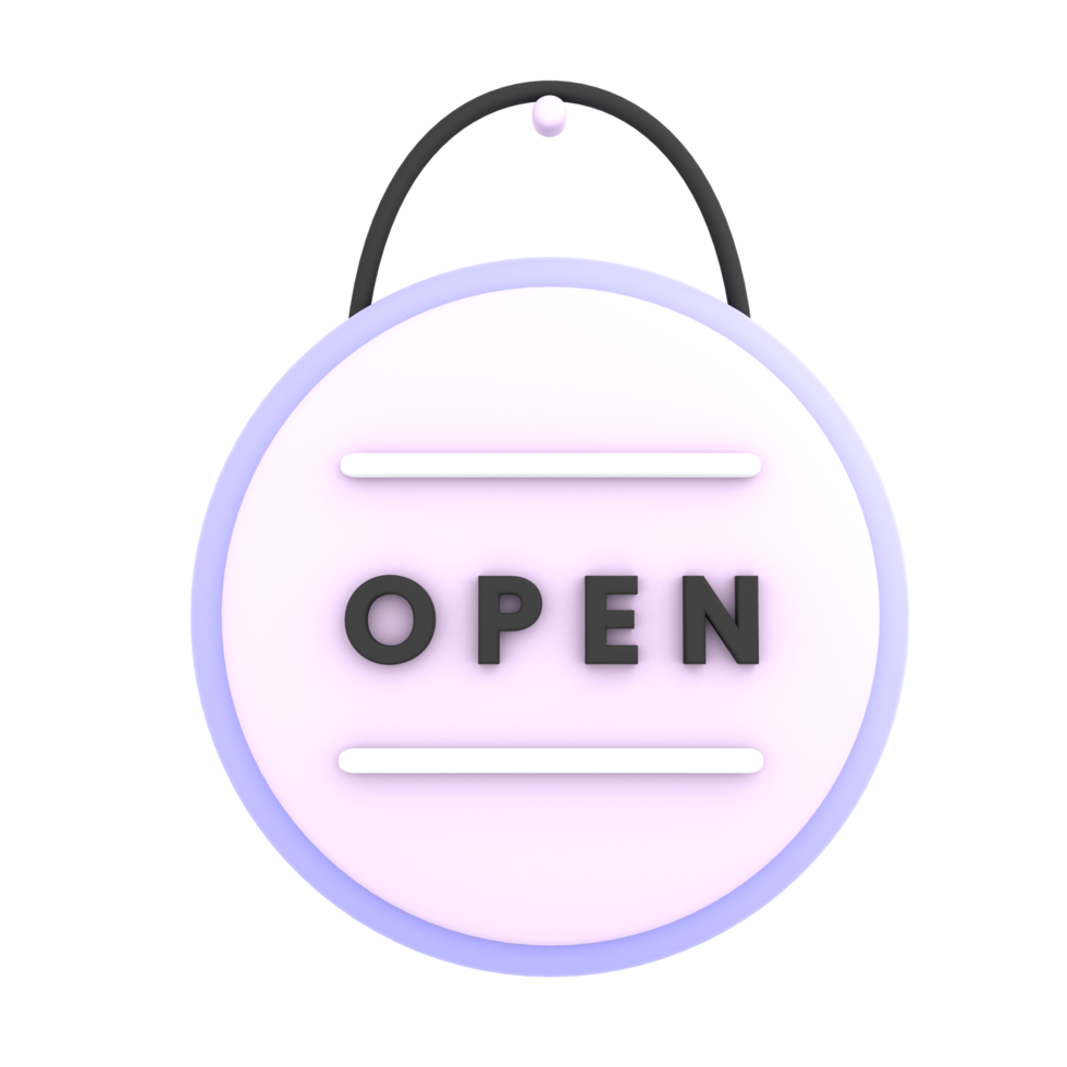 3d we are open sign on the window icon e-commerce illustration png