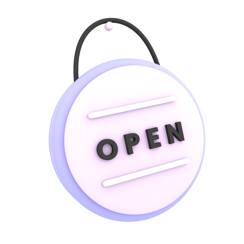 3d we are open sign on the window icon e-commerce illustration png