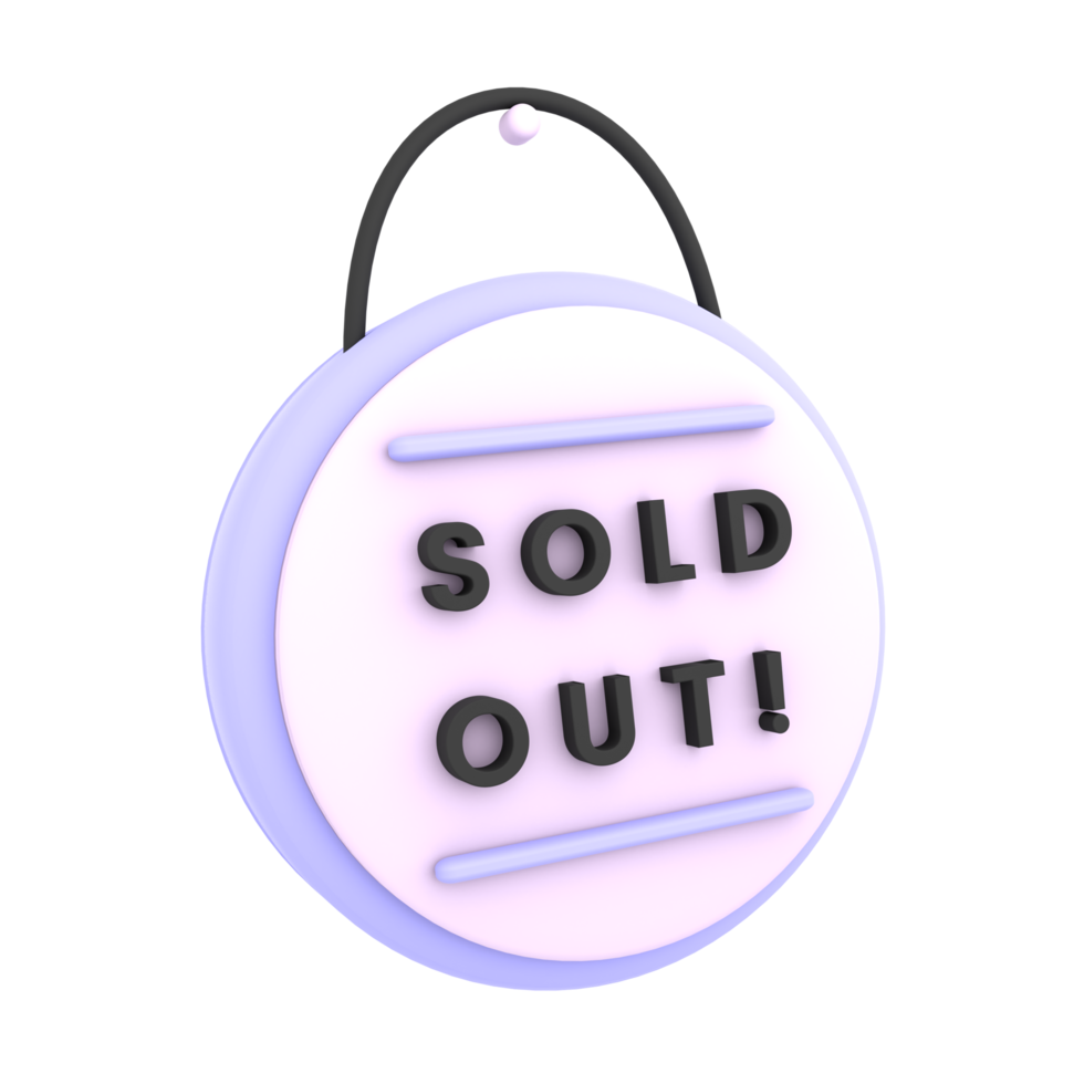 3d sold out signboard icon e-commerce illustration png