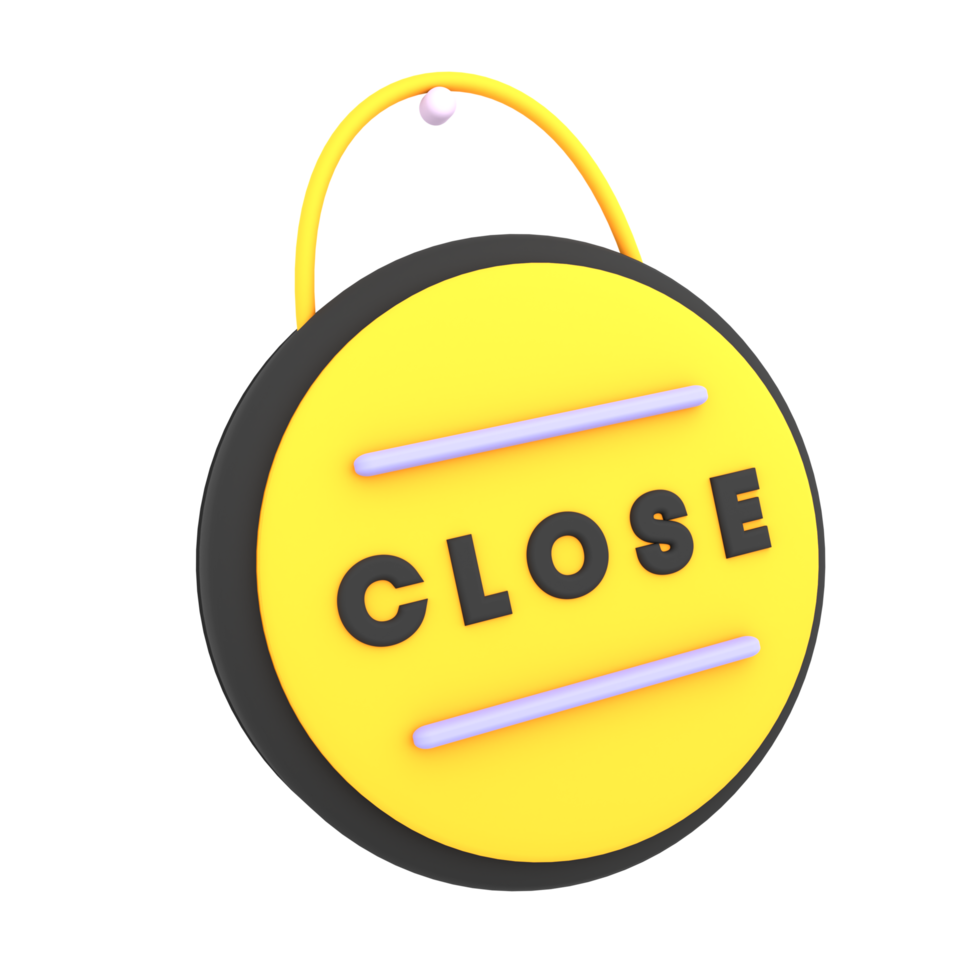 3d close signboard on the window icon e-commerce illustration png