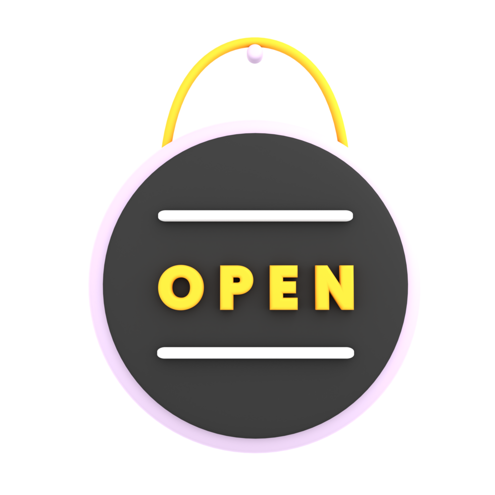 3d open sign on the window icon e-commerce illustration png