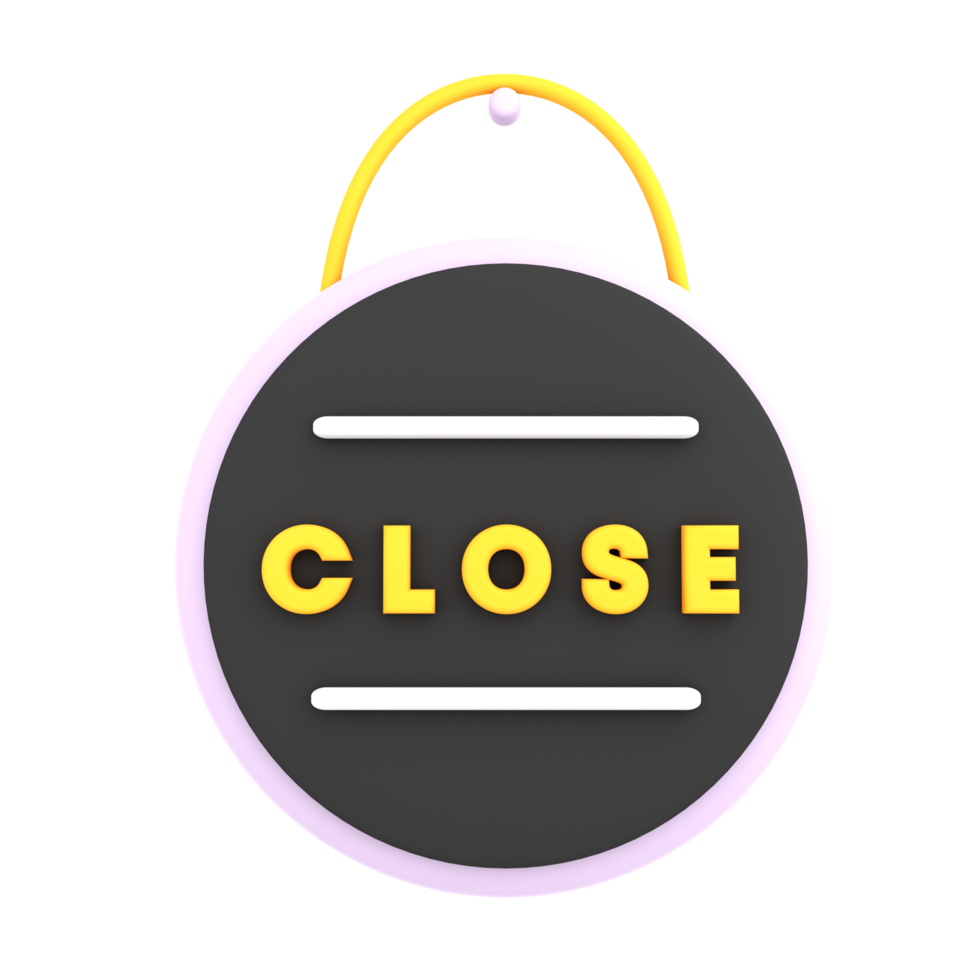 3d we are close sign on the window icon e-commerce illustration png