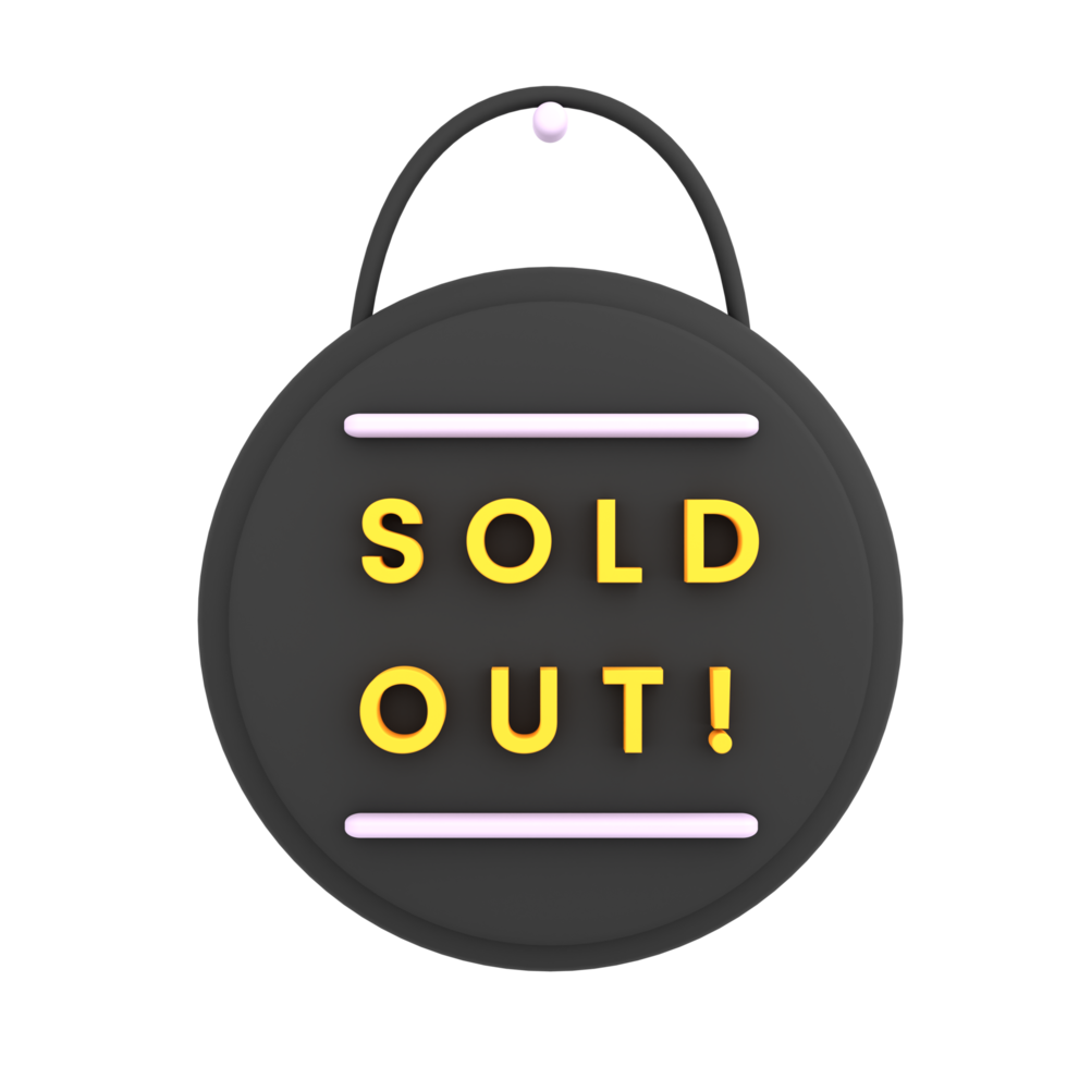 3d black sold out sign on the window icon e-commerce illustration png