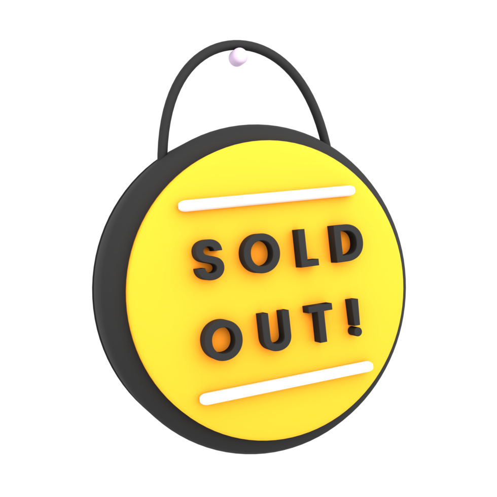 3d sold out sign on the window icon e-commerce illustration png