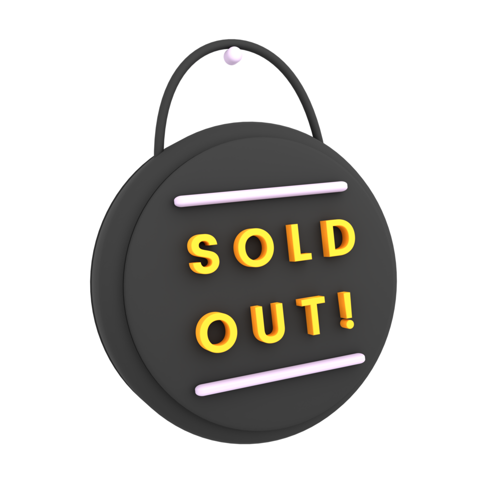 3d black sold out sign on the window icon e-commerce illustration png