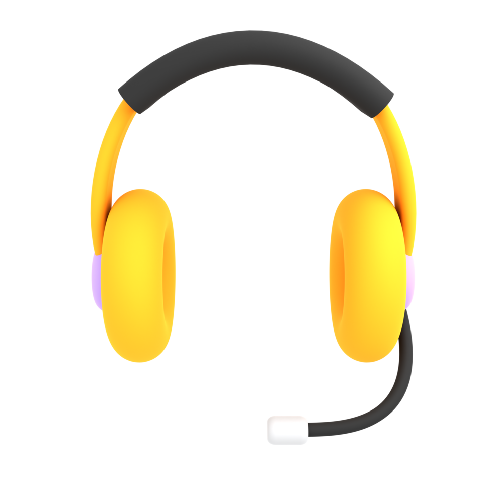 icono de comercio electrónico de ilustración de auriculares amarillos 3d png