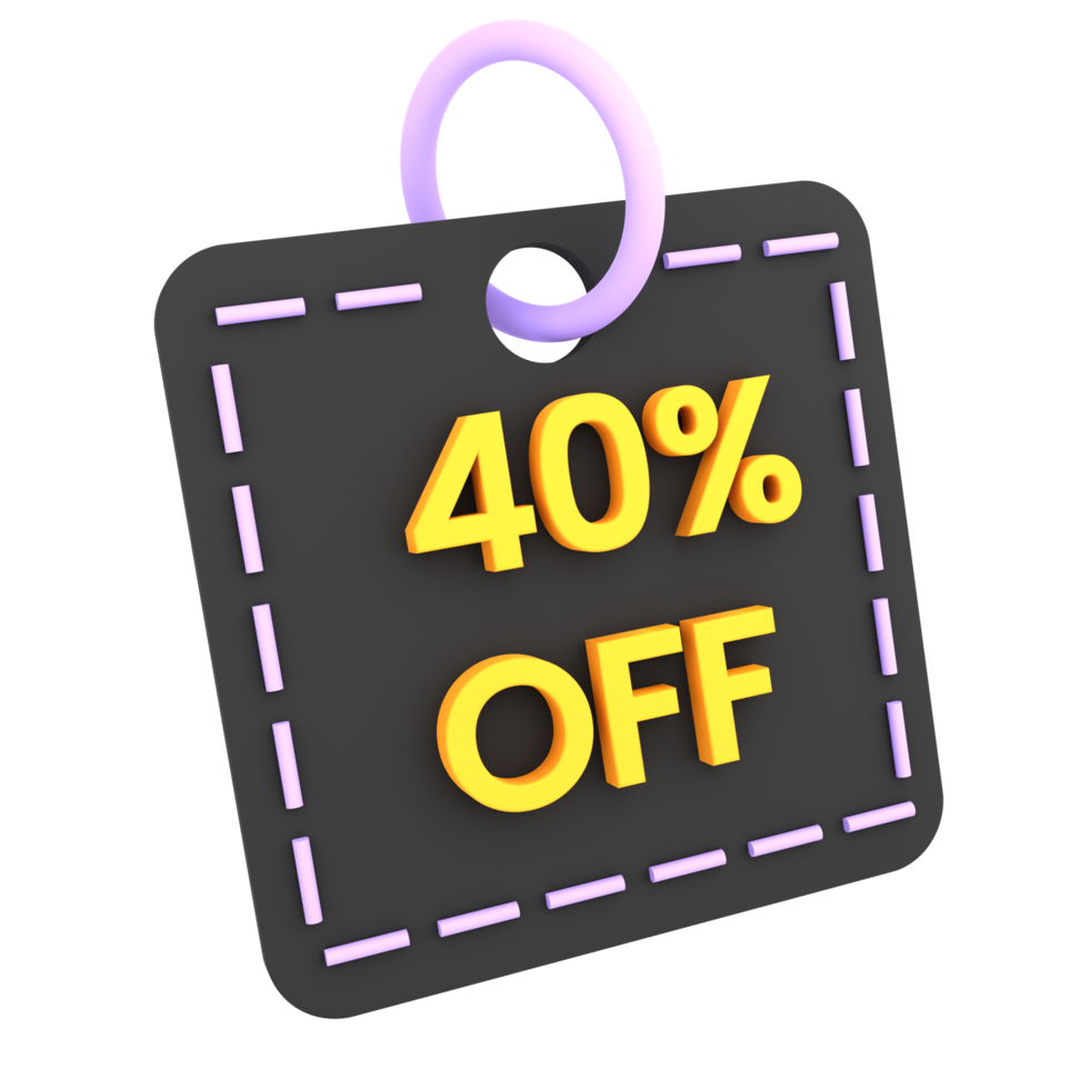 3d discount 40 50 60 off sale tag icon ecommerce illustration png