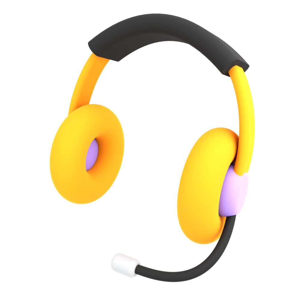 icono de comercio electrónico de ilustración de auriculares amarillos 3d png