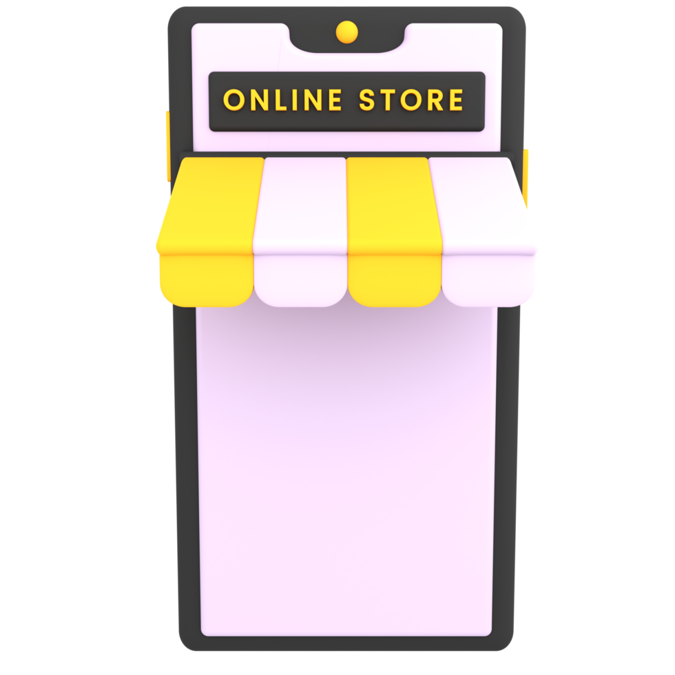 3d simple online shopping store icon ecommerce illustration png