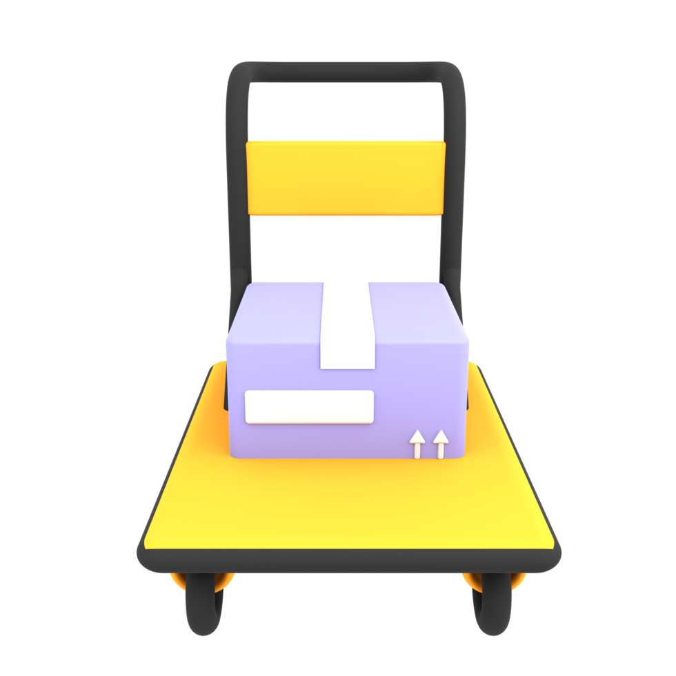 3d luxury cart trolley with two cardboard boxes icon ecommerce illustration png