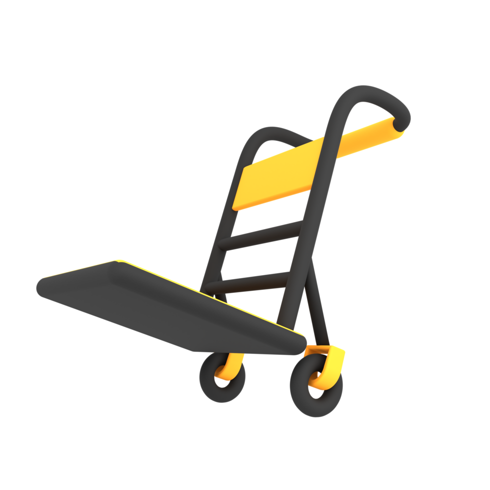 illustrazione di e-commerce dell'icona di spedizione del carrello di consegna vuoto di lusso 3d png