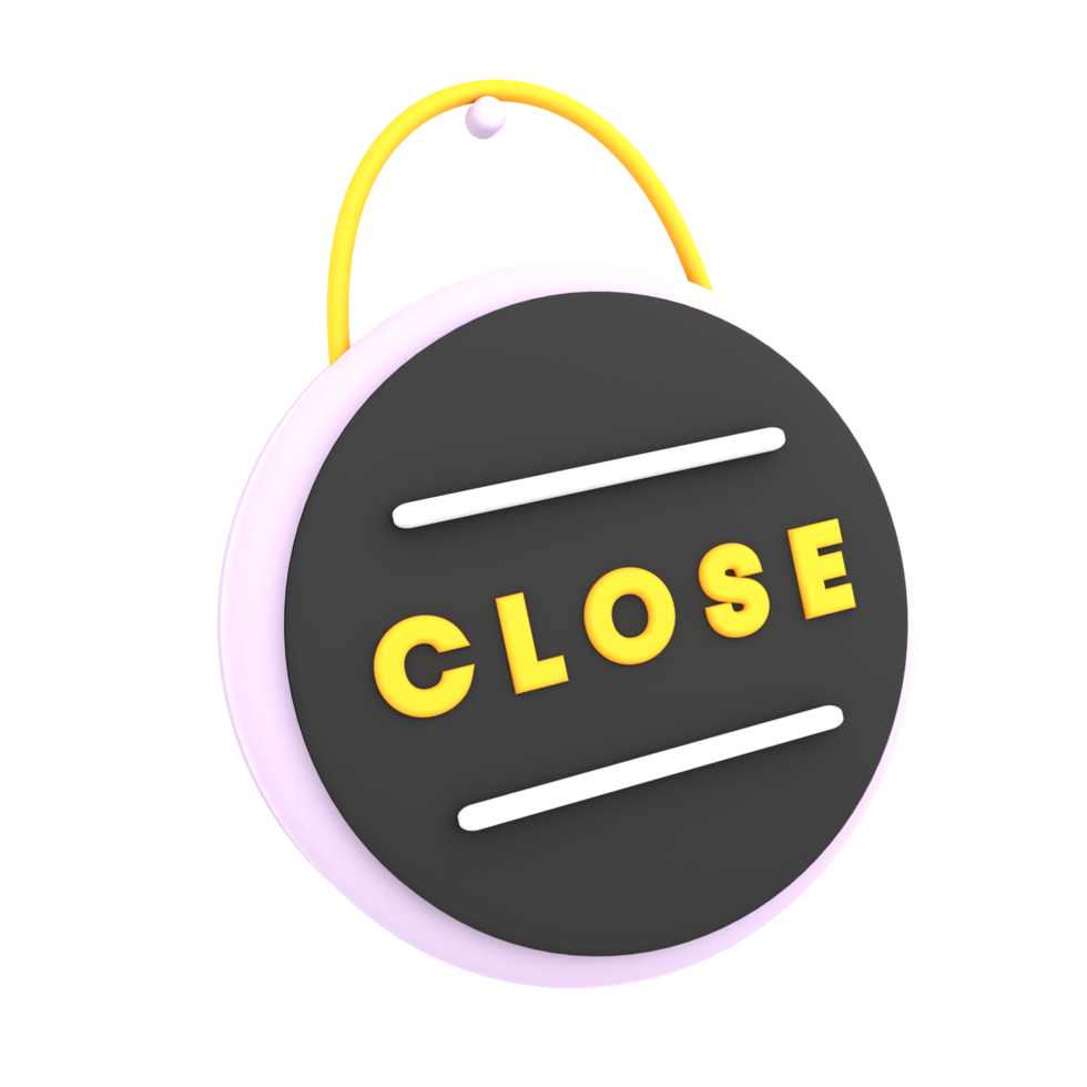 3d we are close sign on the window icon e-commerce illustration png