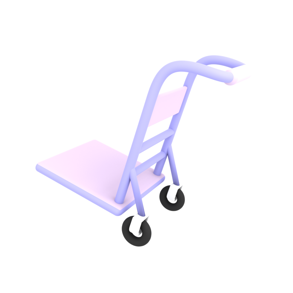 3d Cute empty delivery trolley shipping icon ecommerce illustration png