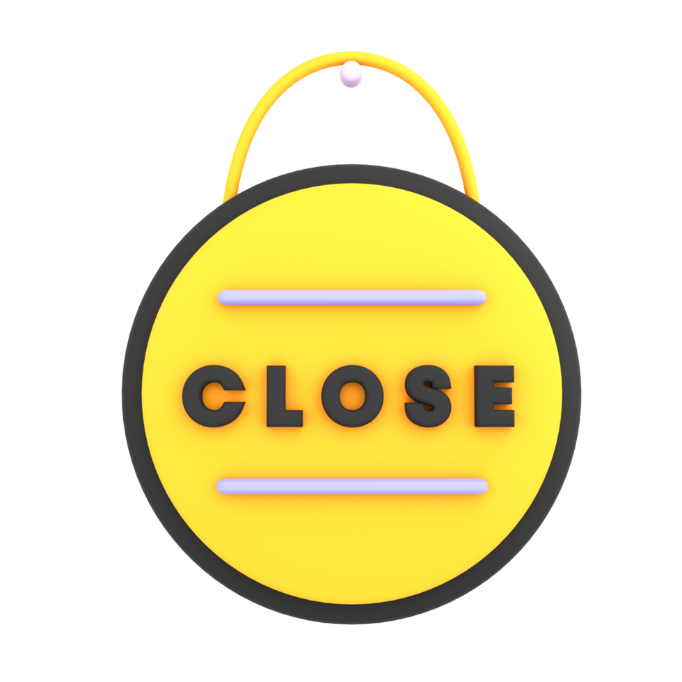 3d close signboard on the window icon e-commerce illustration png