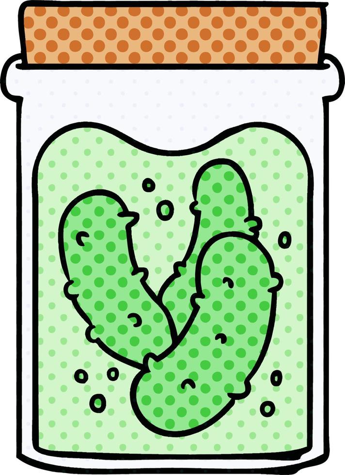 cartoon doodle jar of pickled gherkins vector