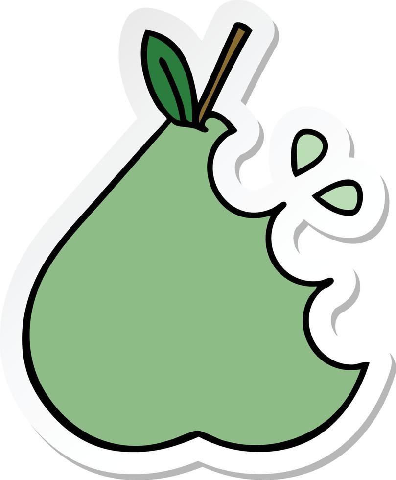 sticker of a cute cartoon green pear vector