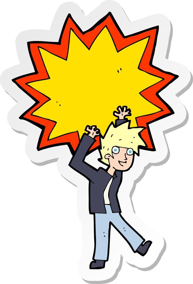 sticker of a cartoon man having awesome idea vector