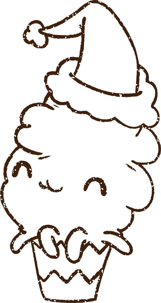 Christmas Cupcake Charcoal Drawing vector