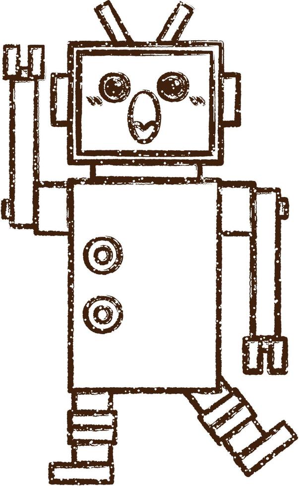 Robot Charcoal Drawing vector