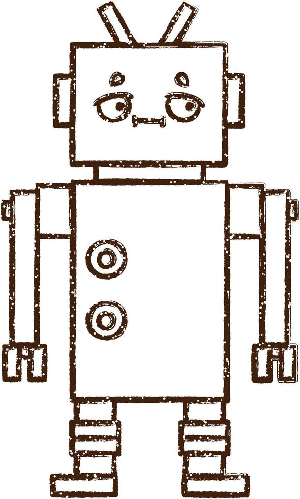 Robot Charcoal Drawing vector