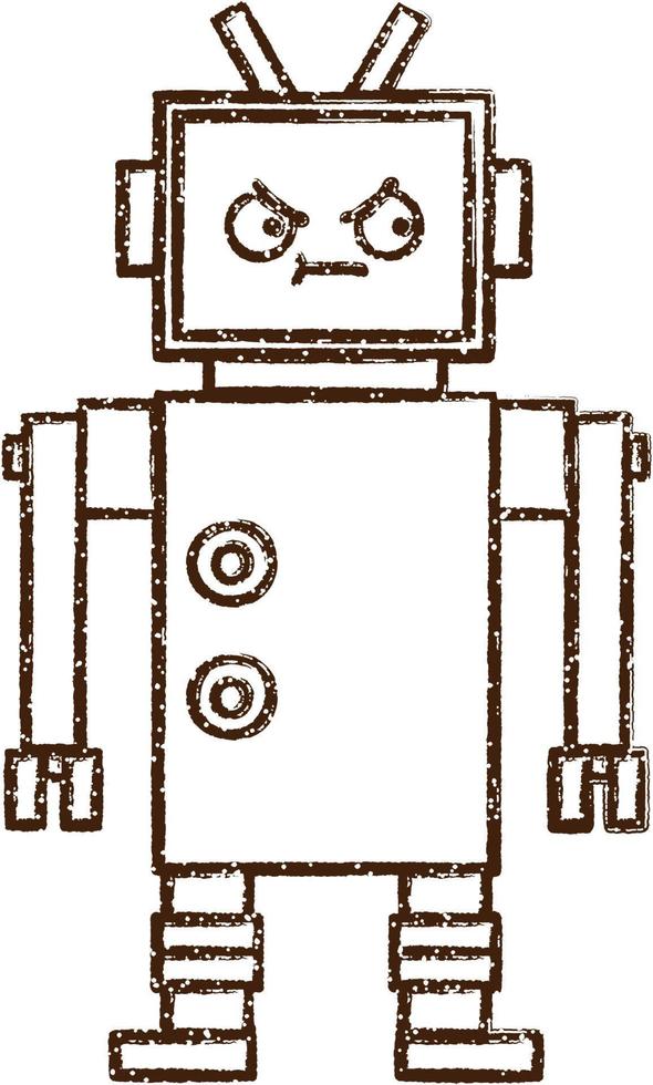 Robot Charcoal Drawing vector