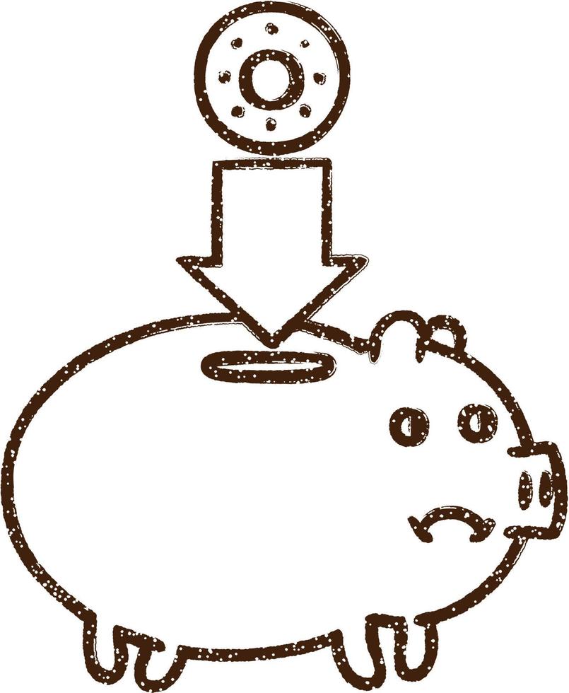 Piggy Bank Charcoal Drawing vector