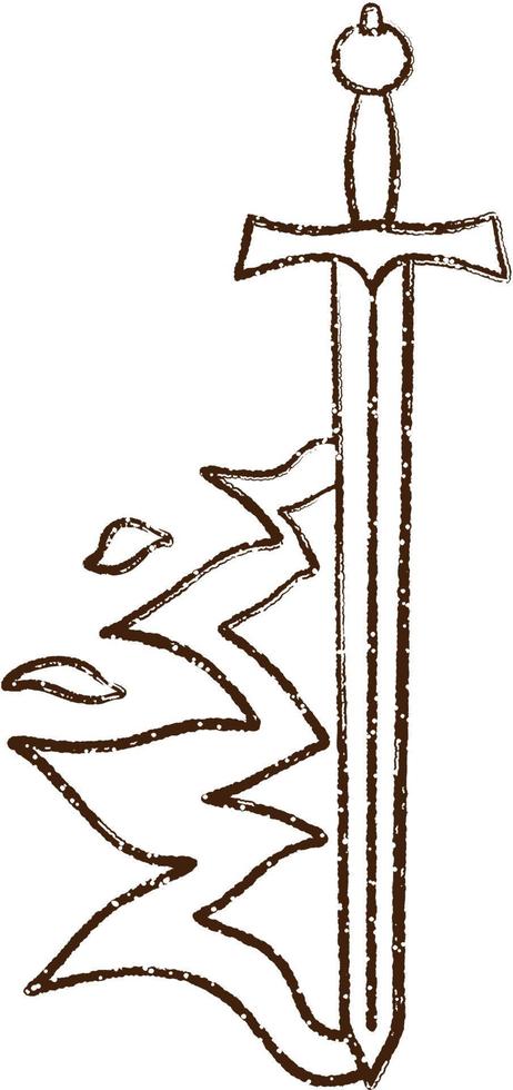 Flaming Sword Charcoal Drawing vector