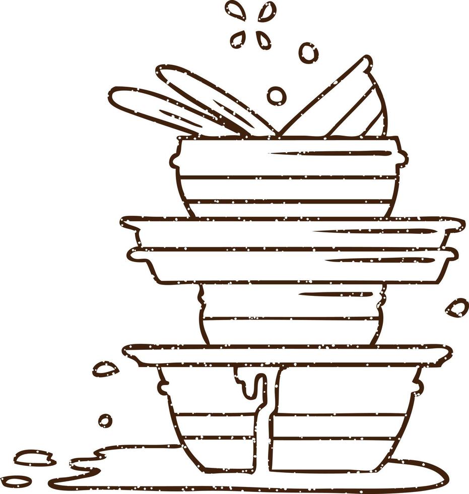 Washing Up Charcoal Drawing vector