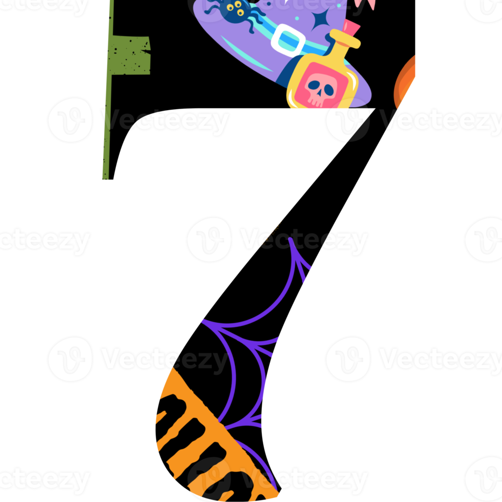 Halloween-Alphabet und Zahl png