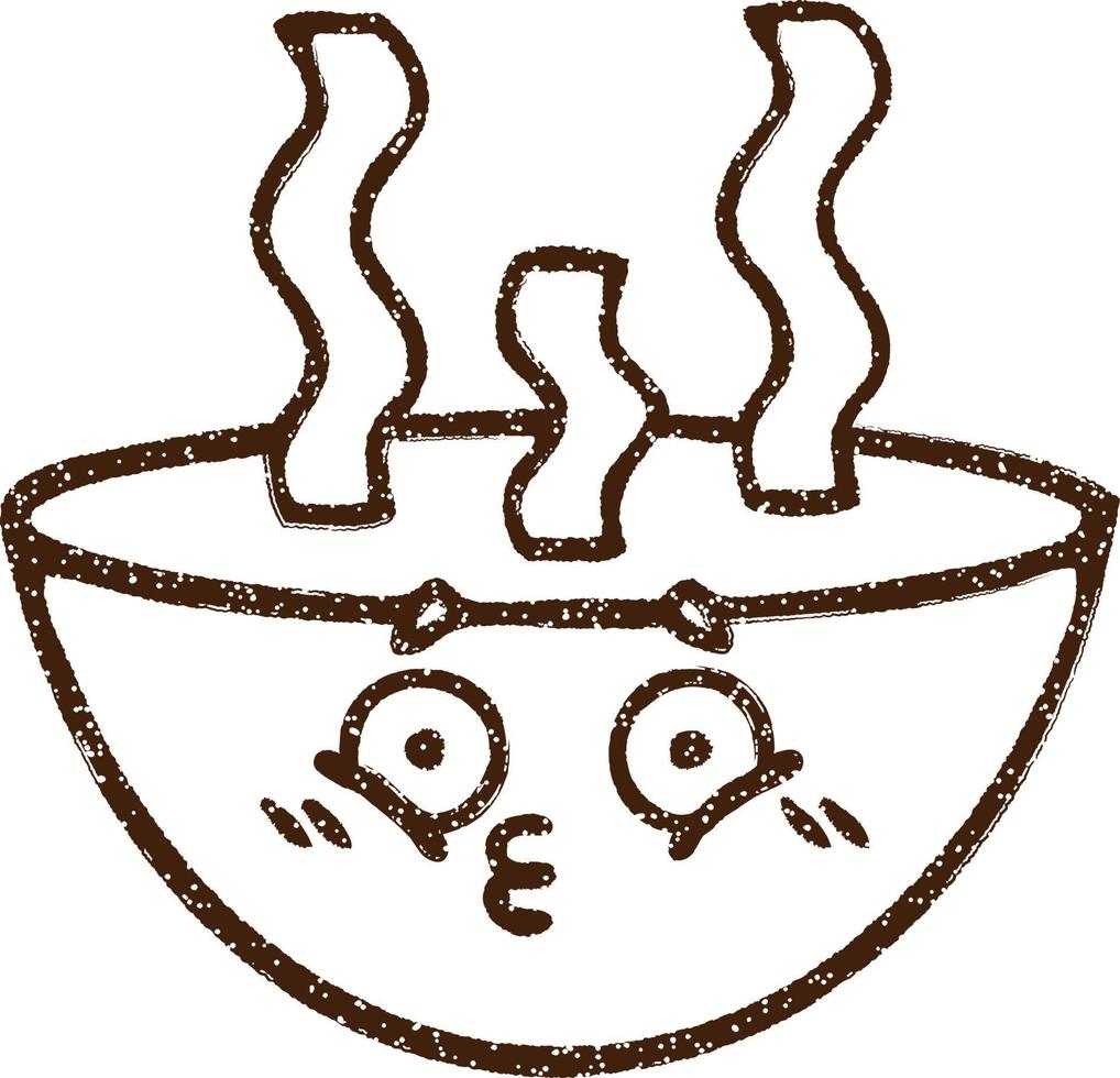 Noodle Bowl Charcoal Drawing vector