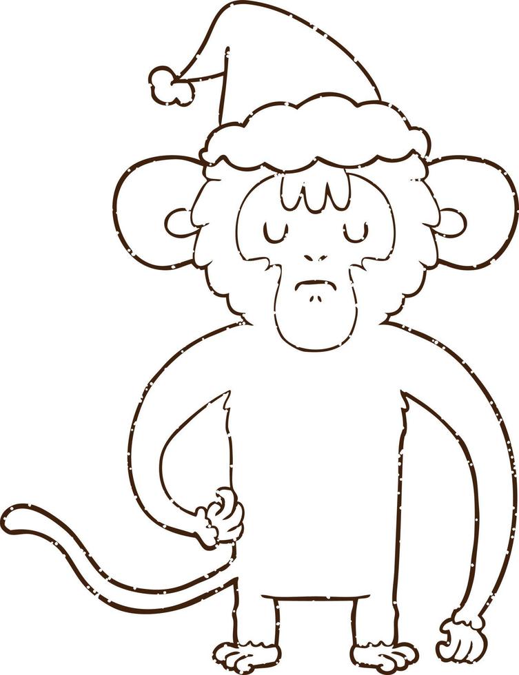 Festive Monkey Charcoal Drawing vector