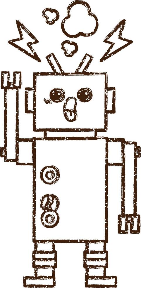 Robot Charcoal Drawing vector