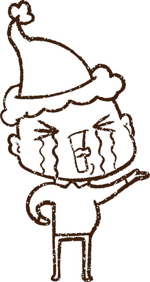 Christmas Man Charcoal Drawing vector