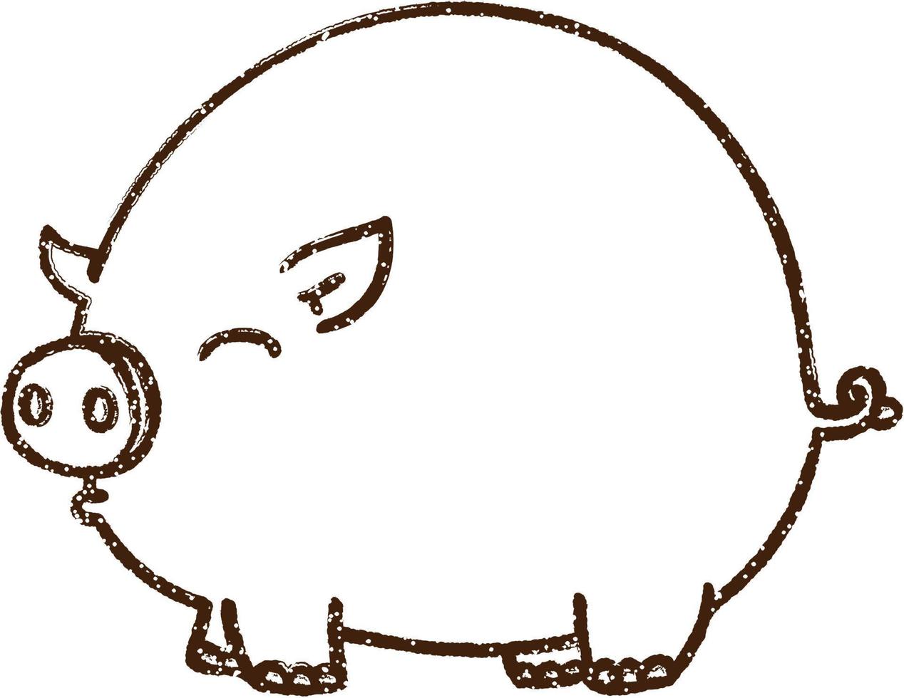 Fat Pig Charcoal Drawing vector