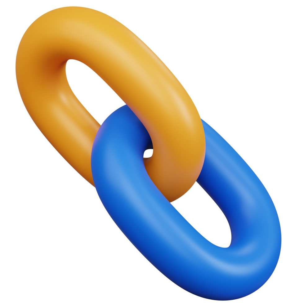 3d rendering chain link symbol with two chains isolated png