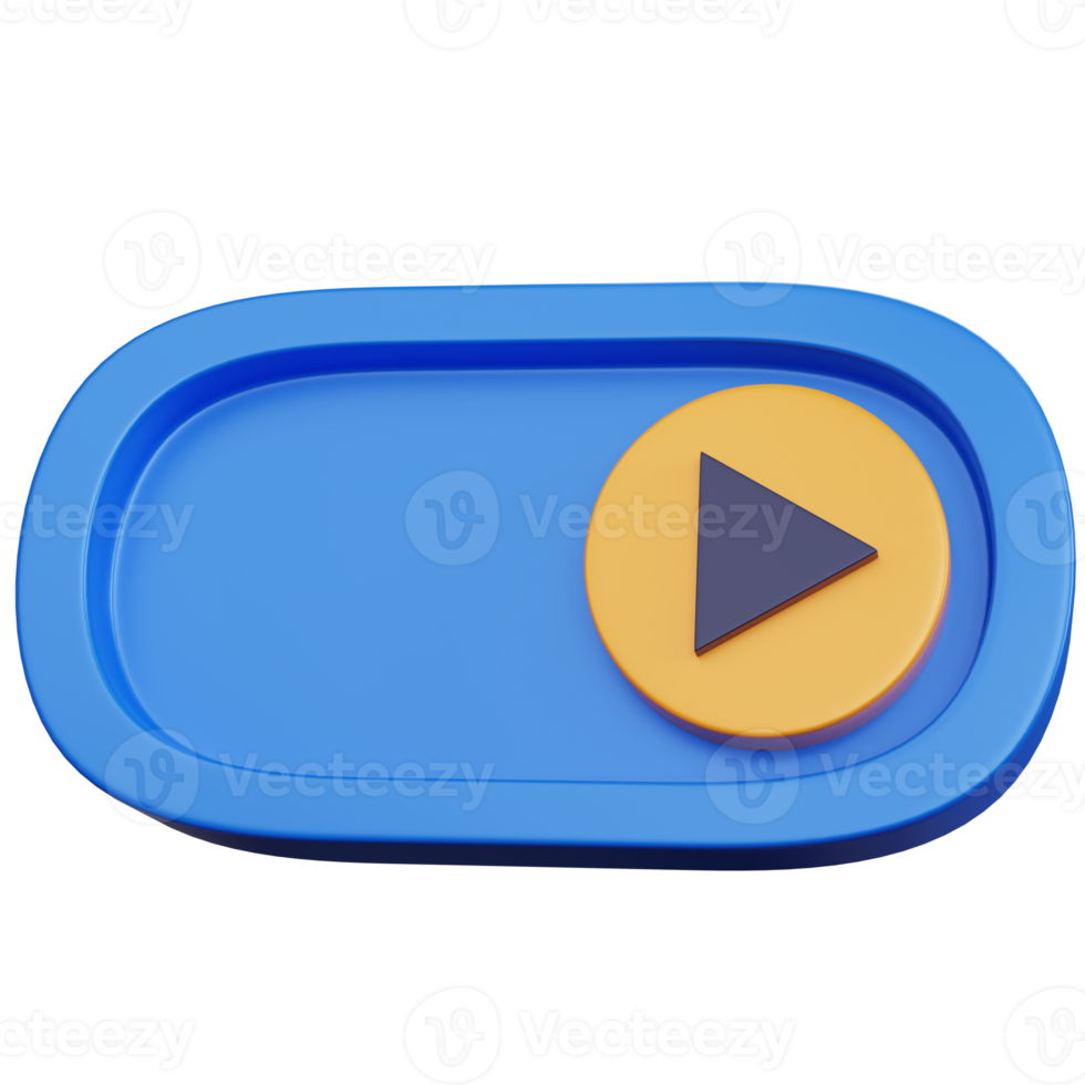 3d rendering blue toggle with play icon isolated png