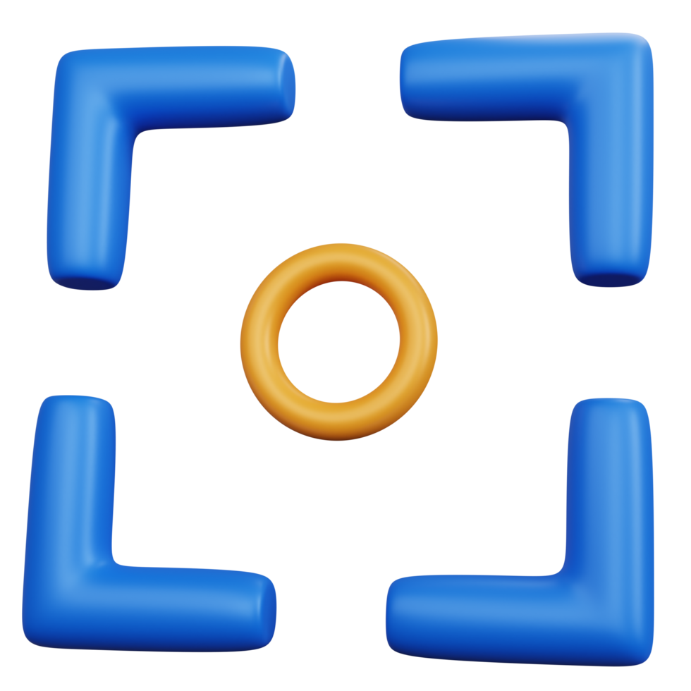 3d rendering blue focus point icon isolated png