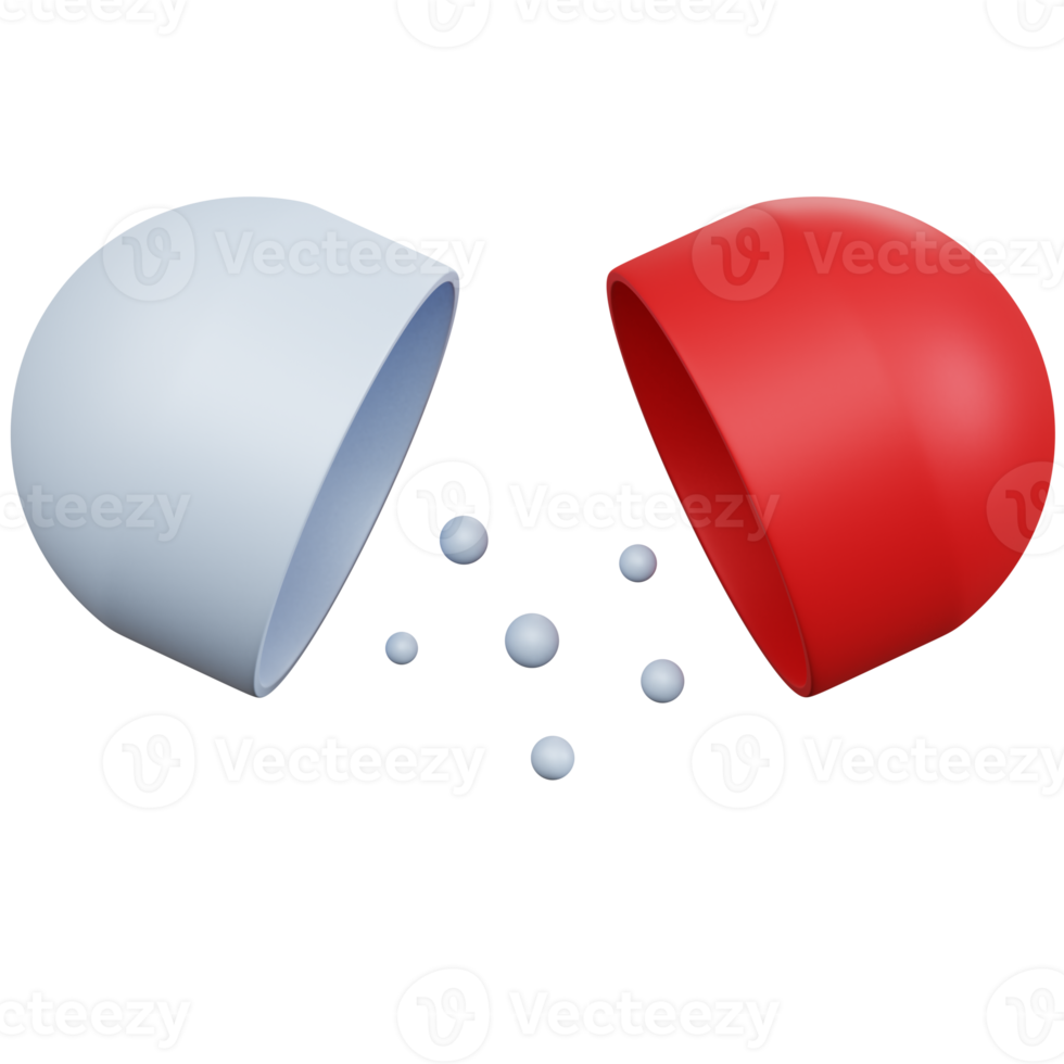 3D-rendering öppen kapselmedicin isolerad png