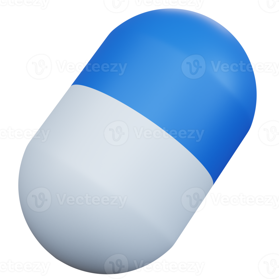 3d rendering capsula blu medicina isolata png